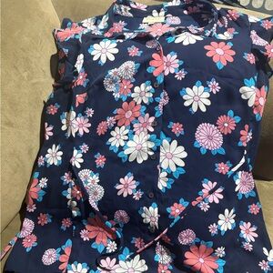 Modcloth Navy and Pink Floral Top